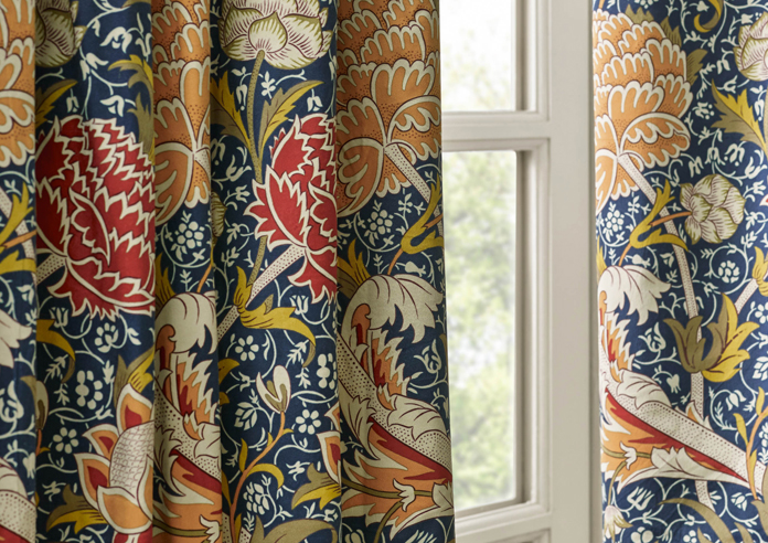 Cray Pencil Pleat, Indigo/Berry - Ready Made Curtains - Image 5